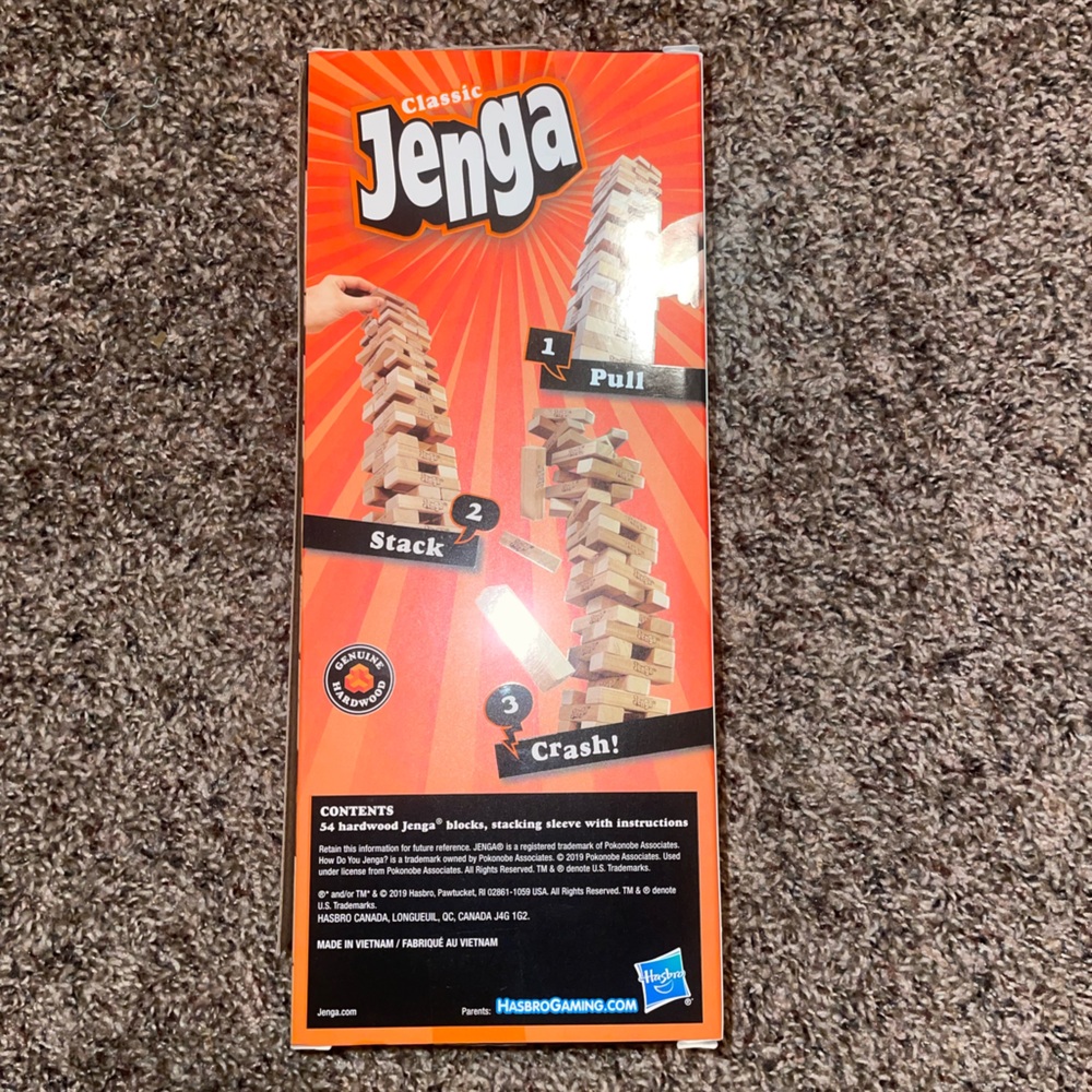 Hasbro Jenga Classic with Orange and Black Design